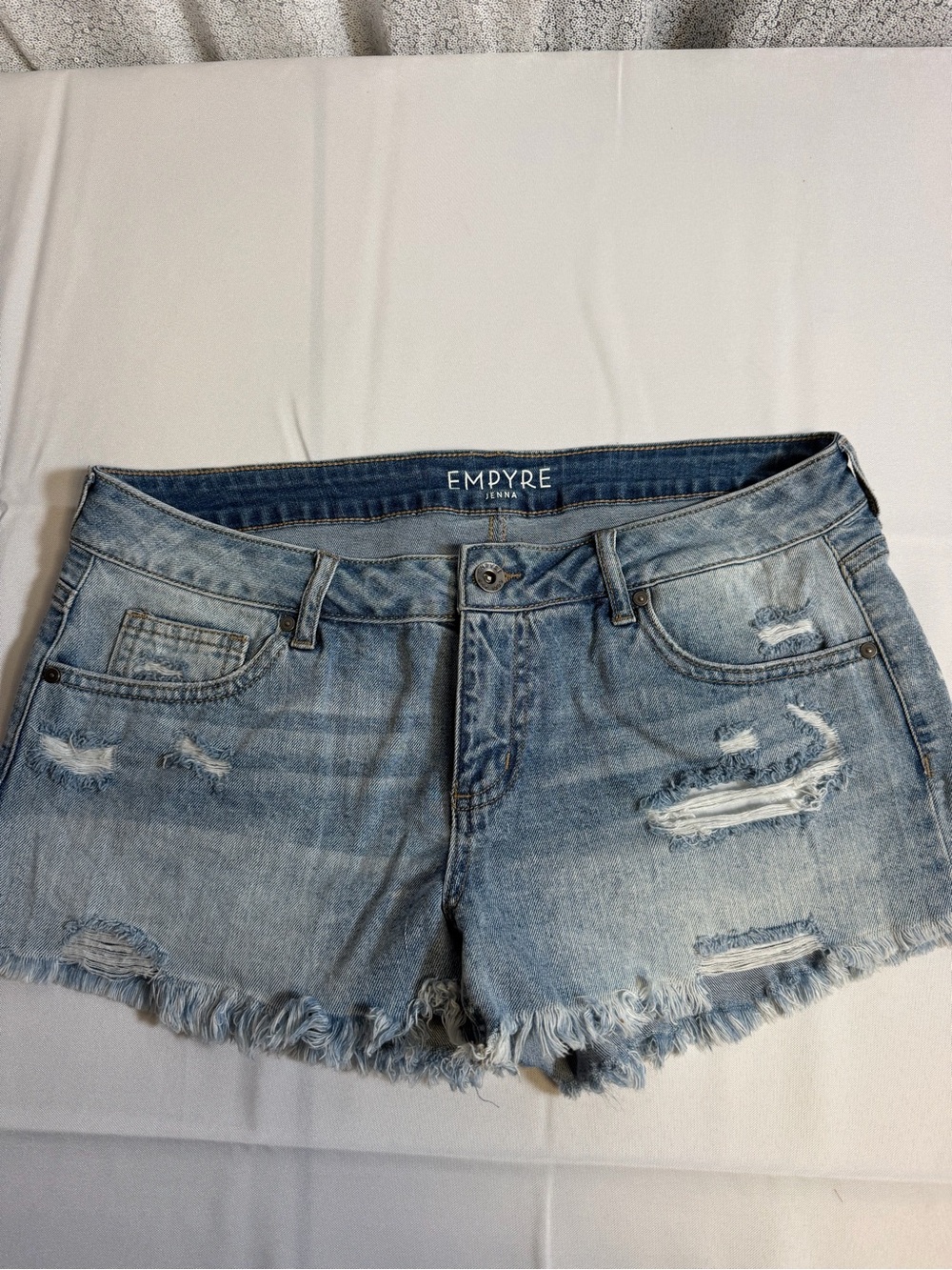 Empyre Light Wash Distressed Denim Cutoff Shorts